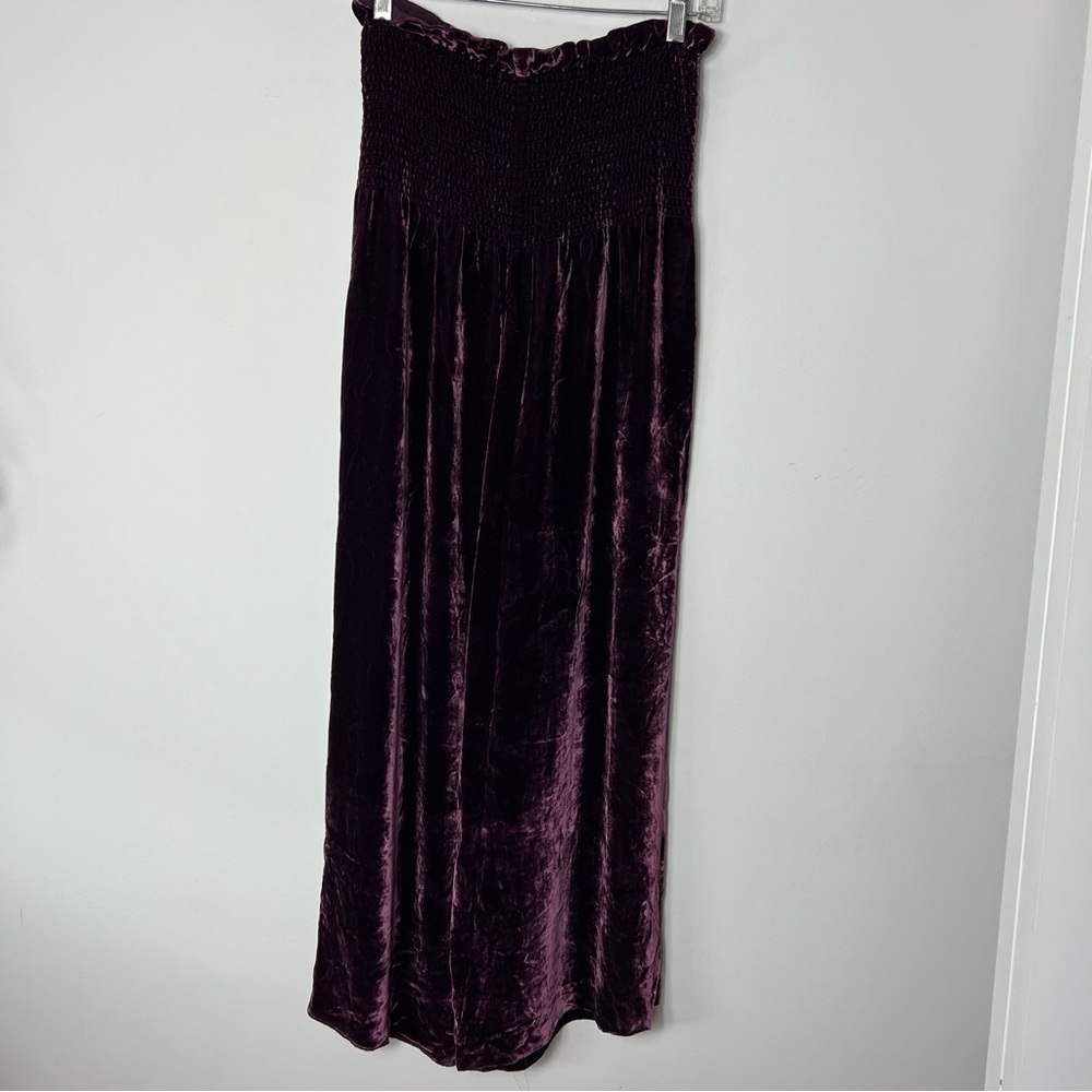 Rebecca Taylor Silk Velvet Wide Leg Pants Purple Elastic 686 - Picture 5 of 8